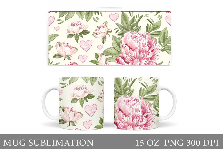 Flowers Mug Sublimation. Floral Mug Wrap Design example image 1