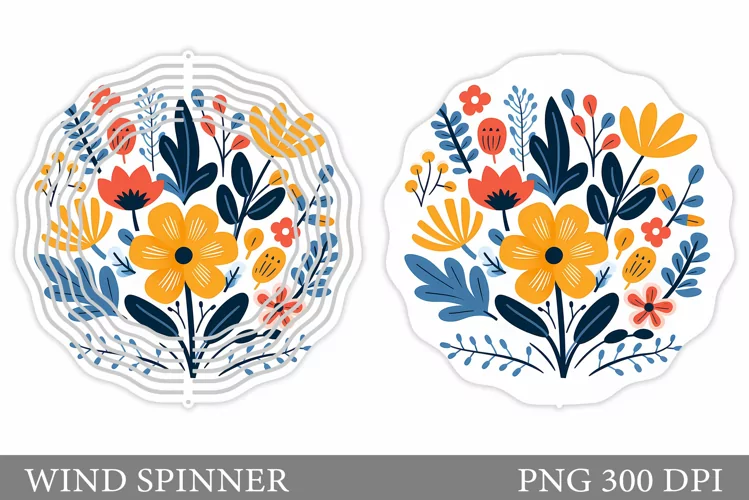 Flowers Wind Spinner Design. Floral Wind Spinner Sublimation