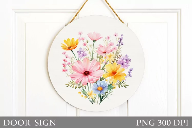 Floral Door Sign Sublimation. Flowers Door Sign Design