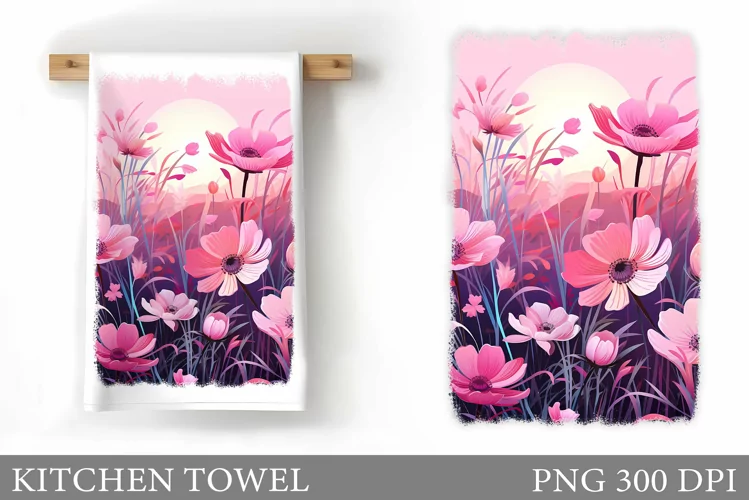 Flowers Kitchen Towel. Wildflowers Kitchen Towel Design