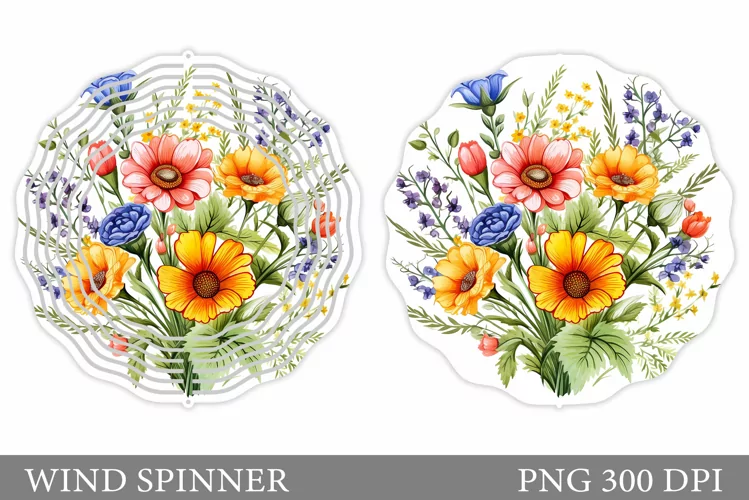 Wildflowers Wind Spinner Design. Floral Wind Spinner