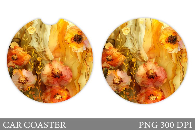 Flowers Car Coaster Sublimation. Flowers Coaster Design