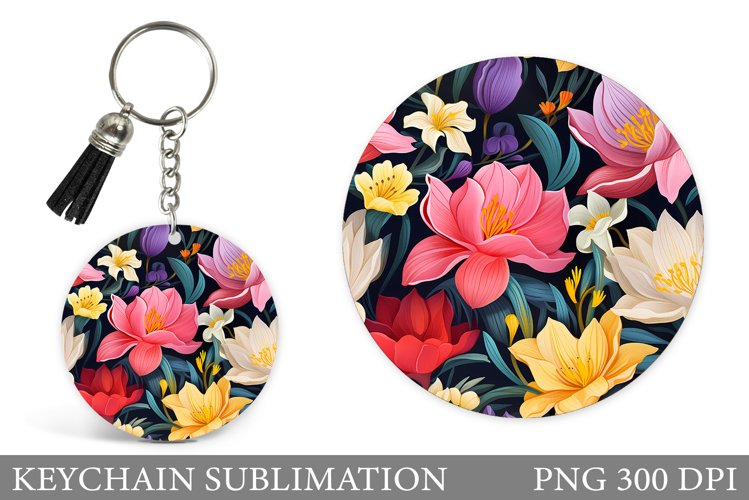 Flowers Keychain Sublimation. 3D Flowers Keychain Design