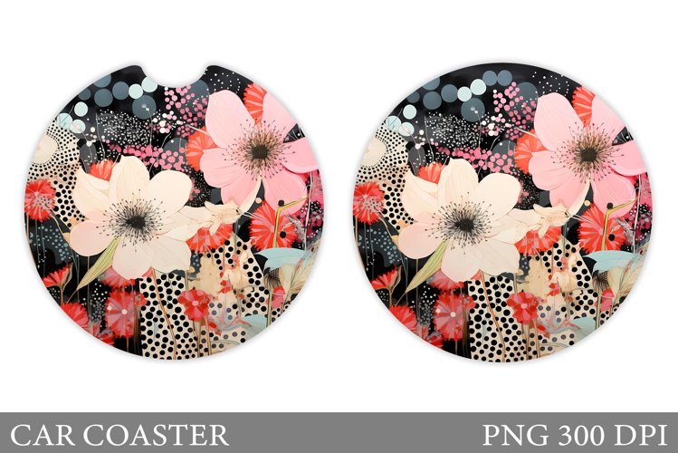 Flowers Car Coaster Design. Summer Car Coaster Template