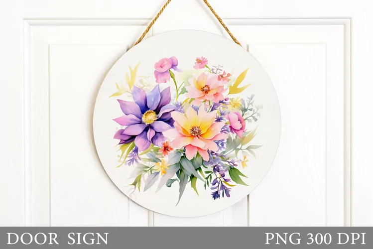 Flowers Door Sign Sublimation. Widflowers Door Sign Design