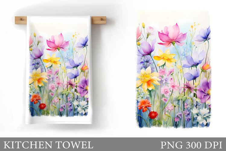 Wildflowers Kitchen Towel. Flowers Kitchen Towel Design example image 1