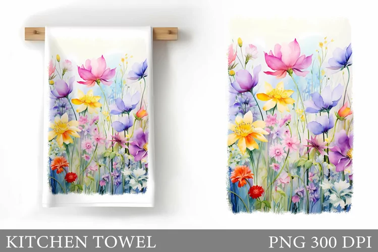 Wildflowers Kitchen Towel. Flowers Kitchen Towel Design