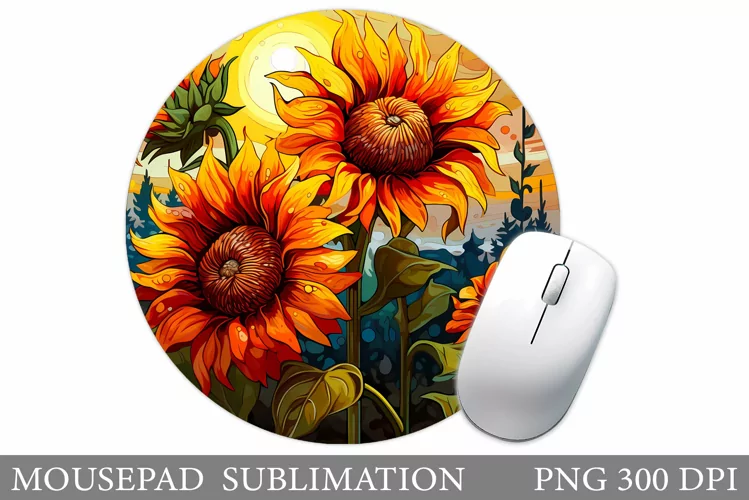 Sunflowers Mouse Pad Design. Flowers Mouse Pad Sublimation