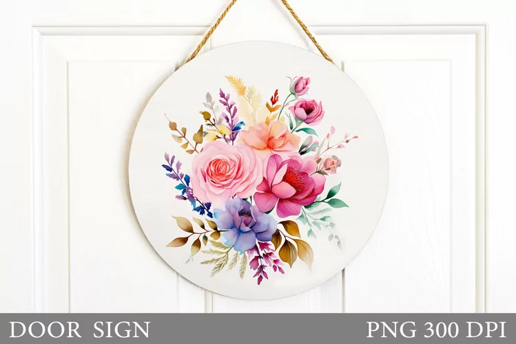 Floral Door Sign Sublimation. Flowers Door Sign Design