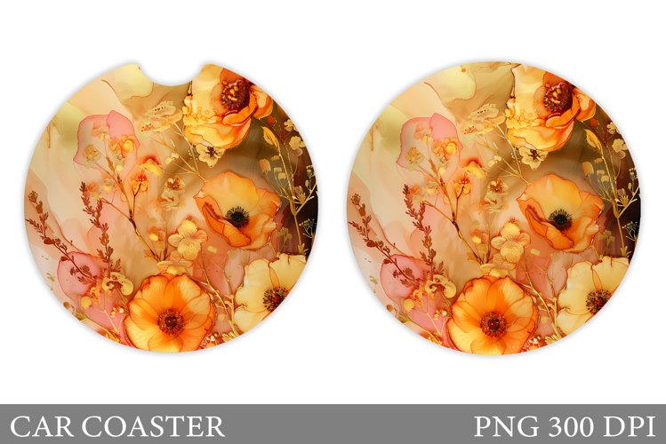 Flowers Car Coaster Sublimation. Flowers Coaster Design