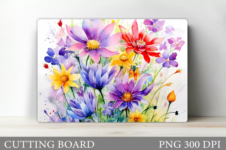 Flowers Cutting Board Sublimation. Wildflowers Cutting Board