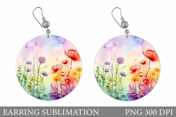 Wildflowers Earring Design. Flowers Earring Sublimation