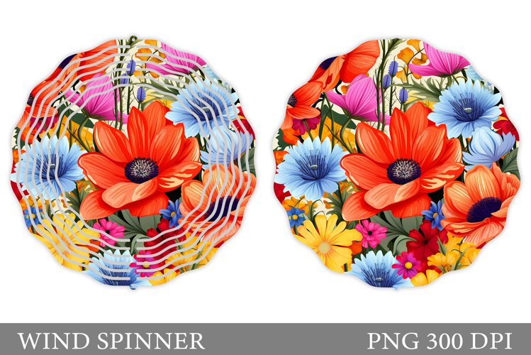 Flowers Wind Spinner Design. Wind Spinner Sublimation example image 1