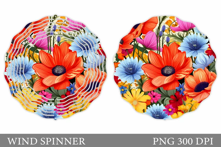 Flowers Wind Spinner Design. Wind Spinner Sublimation
