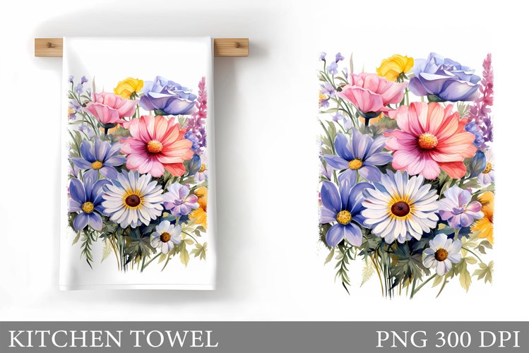 Flowers Kitchen Towel. Flowers Kitchen Towel Design example image 1