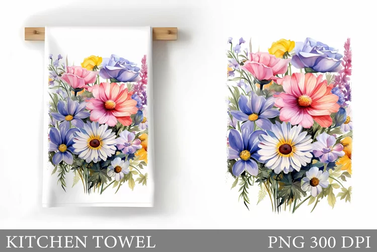 Flowers Kitchen Towel. Flowers Kitchen Towel Design