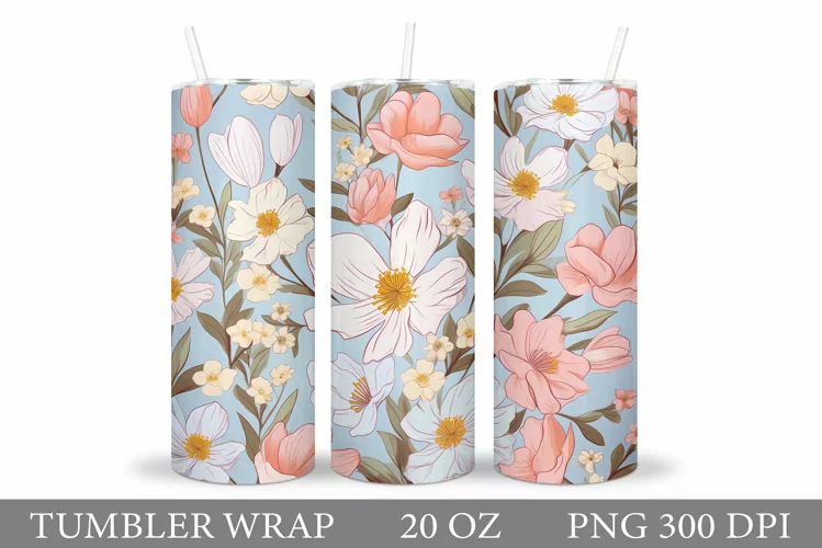 Flowers Tumbler Sublimation. Flowers Tumbler Wrap Design