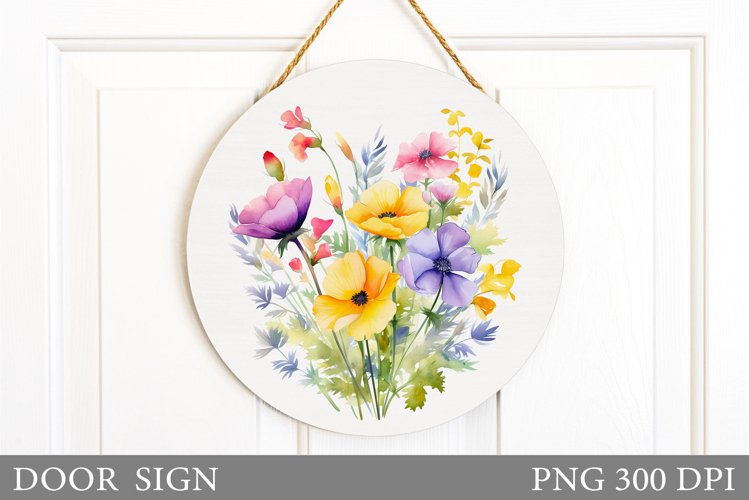 Wildflowers Door Sign. Flowers Door Sign Design (3705614)