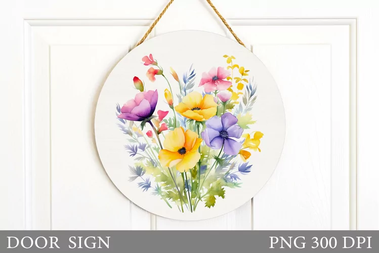 Wildflowers Door Sign. Flowers Door Sign Design