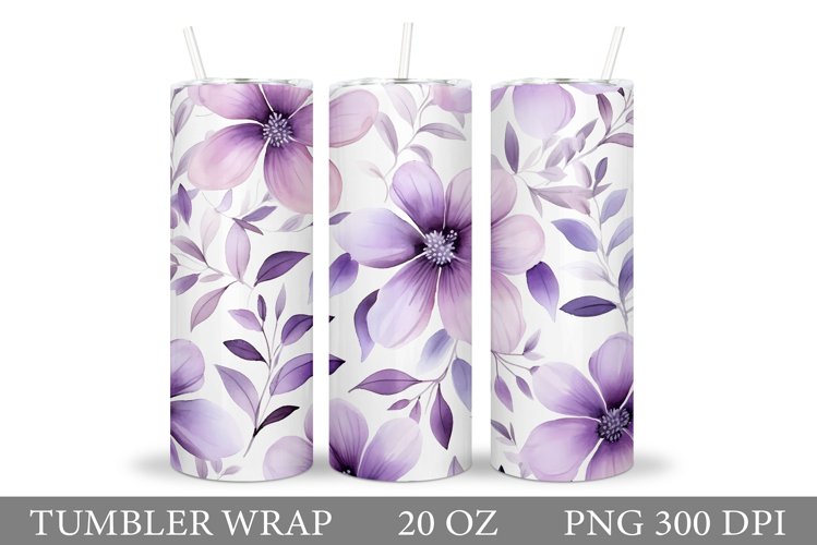 Floral Tumbler Wrap. Flowers Tumbler Sublimation