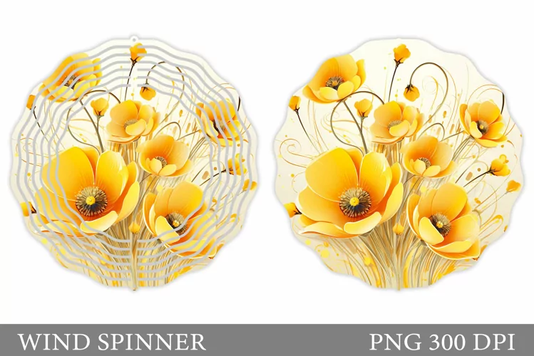 Floral Wind Spinner Sublimation. Flowers Wind Spinner Design