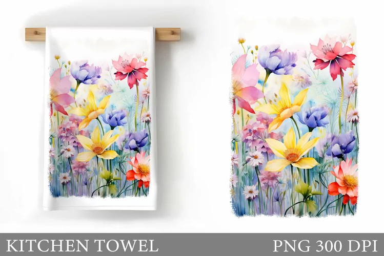 Flowers Kitchen Towel. Wildflowers Kitchen Towel Design