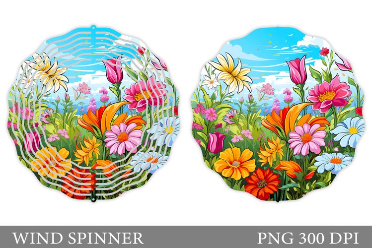 Flowers Wind Spinner Design. Floral Wind Spinner Sublimation example image 1