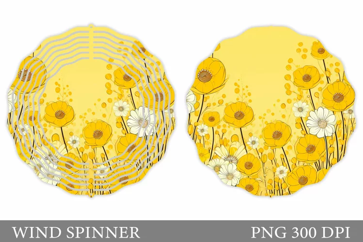 Flowers Wind Spinner Design. Floral Wind Spinner Sublimation