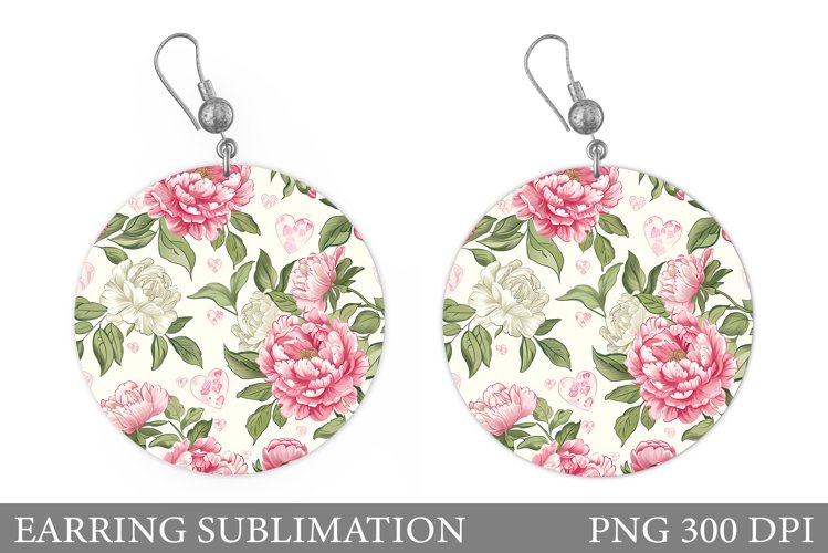Flowers Earring Sublimation. Floral Earring Design