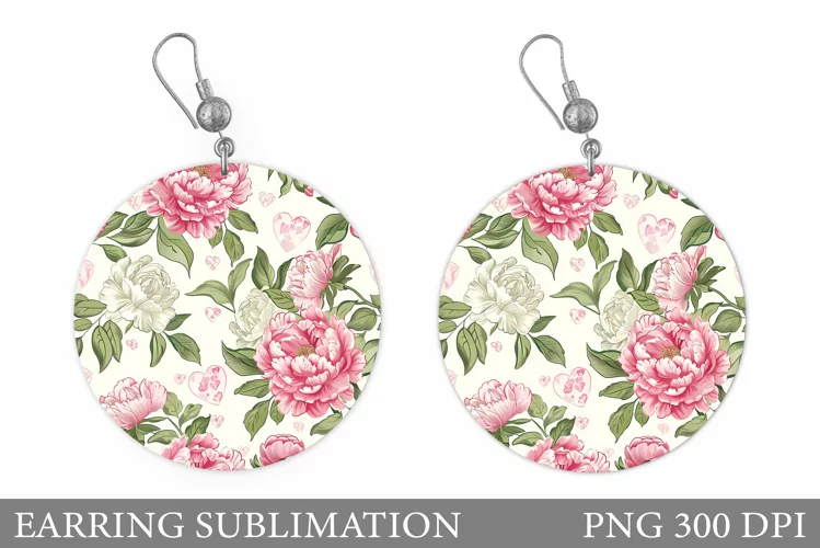 Flowers Earring Sublimation. Floral Earring Design