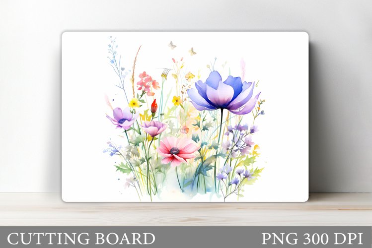 Flowers Cutting Board Sublimation. Wildflowers Cutting Board example image 1