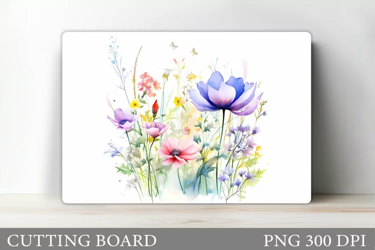 Flowers Cutting Board Sublimation. Wildflowers Cutting Board