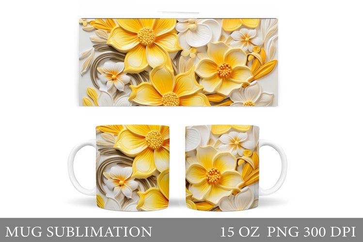 Flowers Mug Wrap Design. Flowers Mug Sublimation