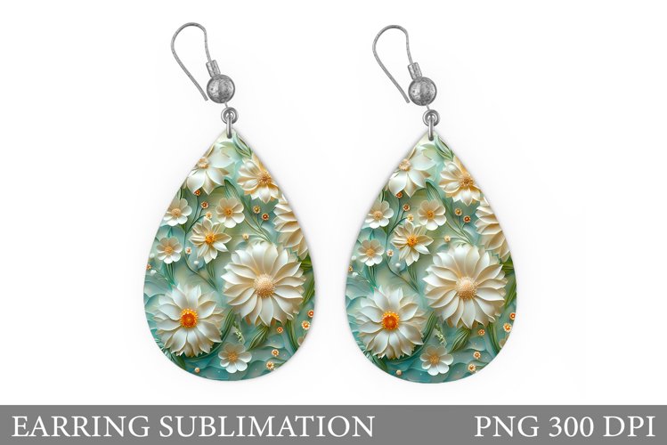 Flowers Earring Sublimation. 3D Flowers Earring Design example image 1
