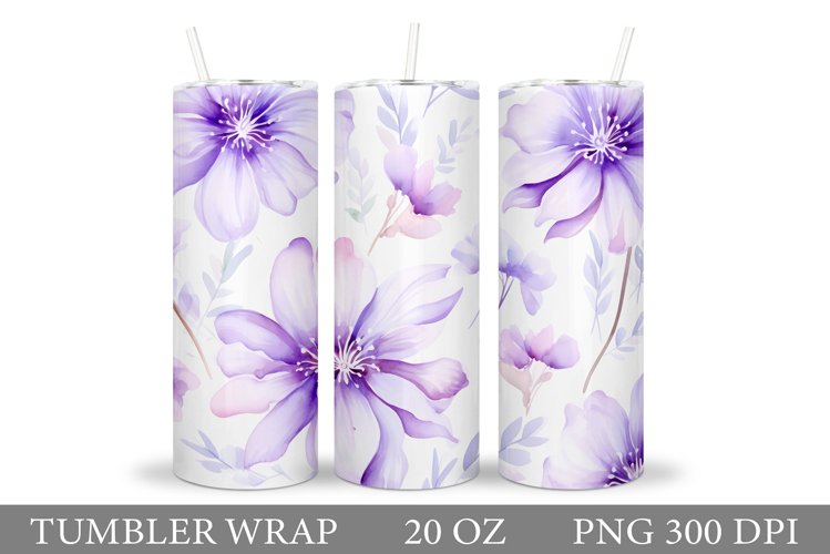 Floral Tumbler Wrap. Flowers Tumbler Sublimation