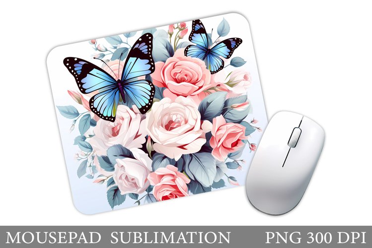 Butterflies Mouse Pad Design. Summer Mouse Pad Template