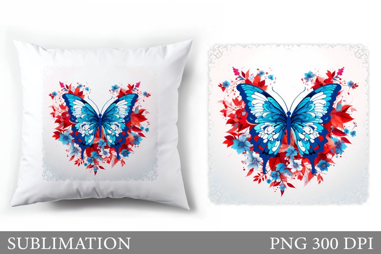 Butterfly Pillow Sublimation. Bitterfly Flowers Sublimation