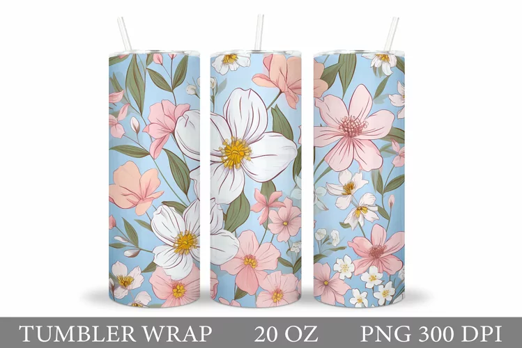 Flowers Tumbler Design. Flowers Tumbler Sublimation