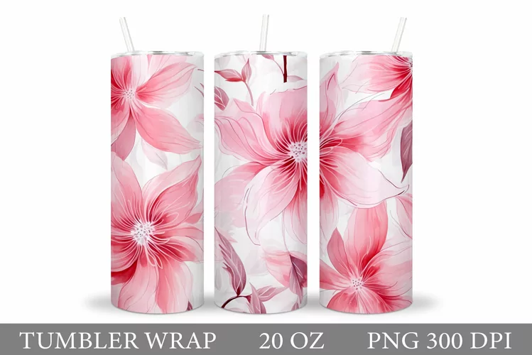 Floral Tumbler Wrap. Flowers Tumbler Sublimation