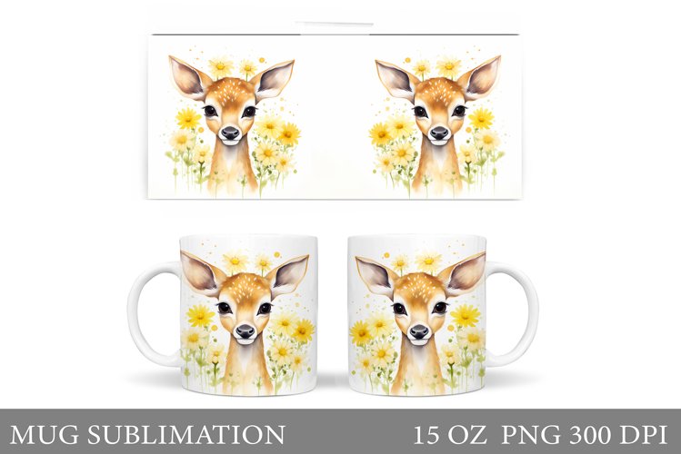 Cute Deer Mug Design. Spring Deer Mug Sublimation example image 1