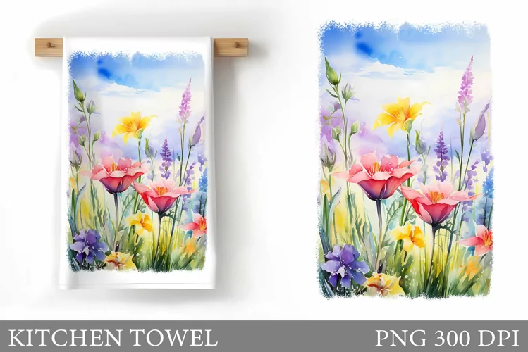 Wildflowers Kitchen Towel. Flowers Kitchen Towel