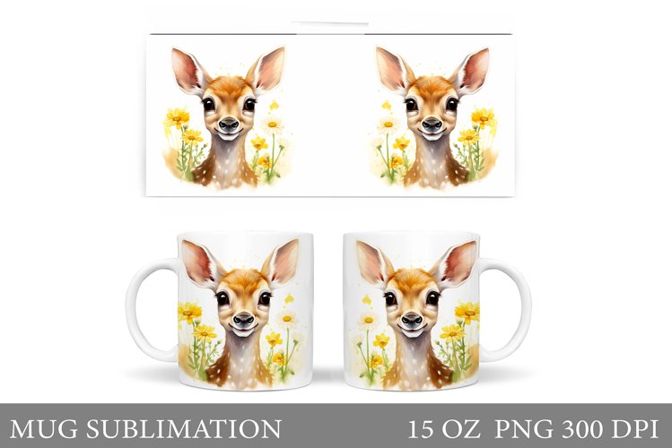 Spring Deer Mug Design. Cute Deer Mug Sublimation example image 1