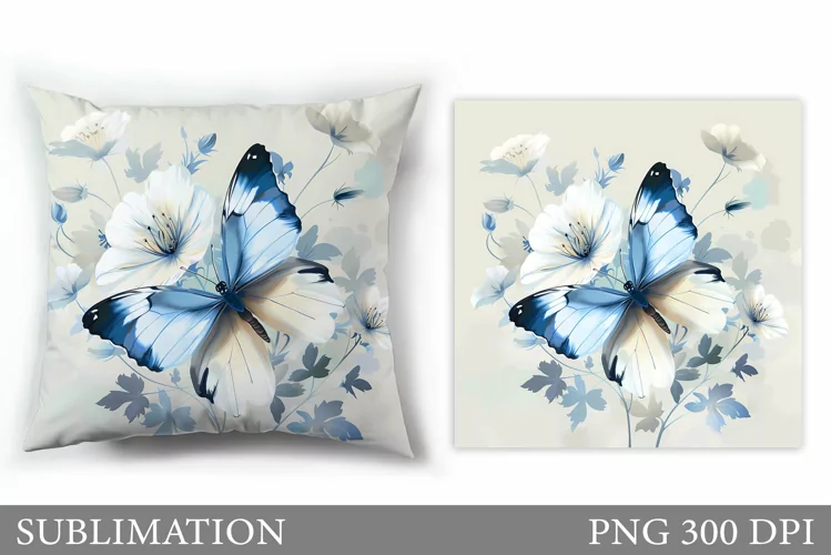 Butterfly Flowers Sublimation. Butterfly Pillow Sublimation
