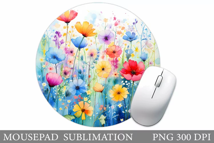 Wildflowers Mouse Pad Design. Flowers Mouse Pad Sublimation