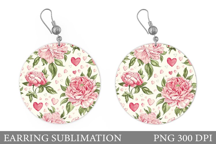 Flowers Earring Sublimation. Flowers Round Earring example image 1