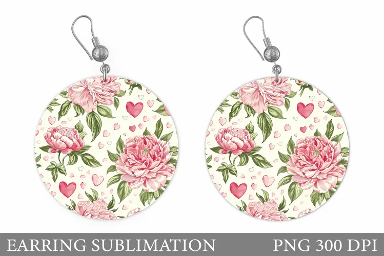 Flowers Earring Sublimation. Flowers Round Earring