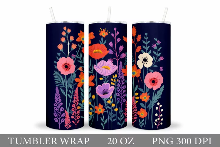 Flowers Tumbler Design. Wildflowers Tumbler Sublimation