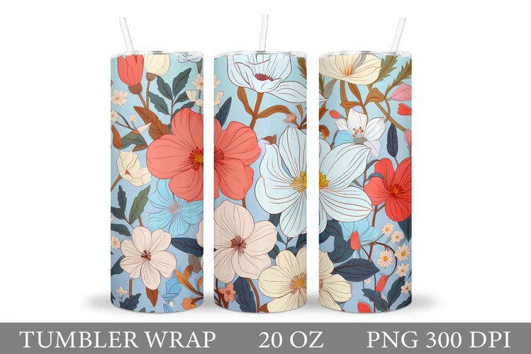 Flowers Tumbler Design. Sublimation Tumbler Flowers