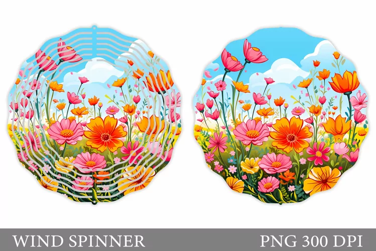 Wildflowers Wind Spinner Design. Floral Wind Spinner
