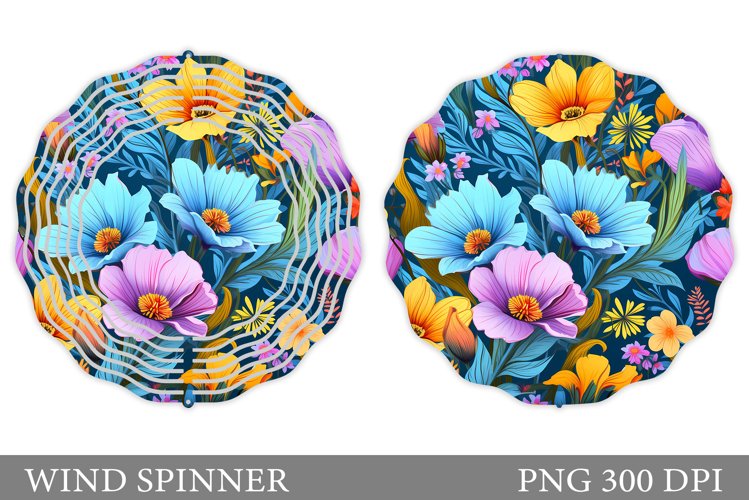 Flowers Wind Spinner Design. Flowers Spinner Sublimation example image 1